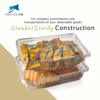Contenants rectangulaires jetables en plastique de qualité alimentaire PET, épaisseur 0,5 mm, avec couvercles à charnière pour déjeuner, nouilles, pain, biscuits, gâteaux, sushis, salades