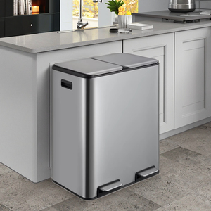 Thùng rác inox 60L hai ngăn có bàn đạp, thùng phân loại rác nhà bếp, thùng chứa rác trong nhà - Product Image 1
