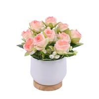 Arrangement de roses artificielles en soie transfrontalières en pot pour salon et bar, fleurs artificielles haut de gamme, haute simulation florale