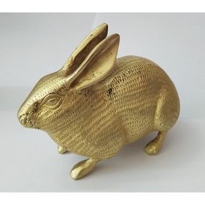 PARIJAT artesanía latón estatua de conejo de la suerte chino Fengshui figuritas coleccionables hechas a mano hogar Oficina Animal modelo mesa superior - Product Image 5