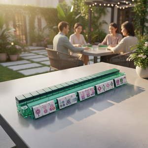 Tuiles de Mahjong Américaines en Acrylique Vert pour 4 Joueurs, Coffret Cadeau de Luxe en Cristal Fait Main Unisexe avec Sac de Rangement pour Usage Domestique Échecs/Jeux de Cartes - Product Image 6