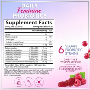 Complément alimentaire en marque blanche OEM/ODM pour femmes, gommes probiotiques à la canneberge pour la santé vaginale - Product Image 2