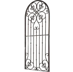 Factory Price Wrought Iron 118*38CM Black Scroll Design Metal Garden Trellis for Plant Support Outdoor