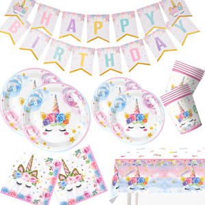 Kit di Stoviglie per Festa di Halloween a Tema Unicorno per 10 Ospiti, Decorazioni per Festa di <span class=keywords><strong>Compleanno</strong></span> di 1 Anno per Bambina con Unicorno Cartoon - Product Image 1