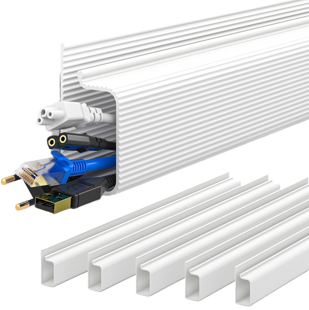 Under Desk Cable Management Tray, Self-Adhesive Cord Organizer & Wire Hider for Office and Home,Cable Management System