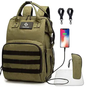 Сумка для подгузников, водонепроницаемая, модная детская, тактическая, дорожная сумка для подгузников с USB-портом для зарядки