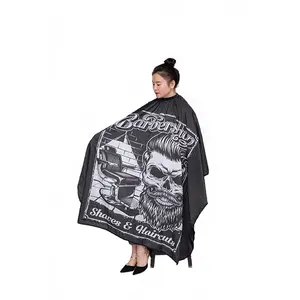 Wholesale Waterproof Black Color Polyester Hair Barber Capes With Designs Printed Salon Cape Supplier