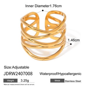 Fashion Jewelry Gold Plated Stainless Steel <b>Rings</b> Trendy Leaf Pearl Fish Tail Irregular <b>Adjustable</b> <b>Ring</b> for Women Party & Gift - Product Image 6
