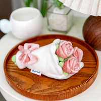 Jouets en peluche réalistes en forme de fleurs, bouquet de roses en pot de dessin animé, poupées douces, cadeaux pour mariages, événements, fête des mères, Saint-Valentin