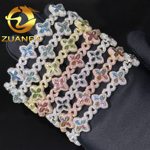 Yeni 15mm markiz çiçek tasarım Hip Hop takı buzlu Out Unisex Moissanite küba bağlantı zinciri 925 gümüş Moissanite bilezik - Product Image 1