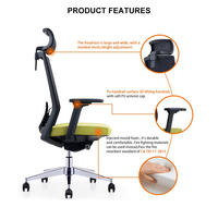 Chaise de bureau Guangdong confortable en maille verte, pivotante, à dossier haut, pour cadres