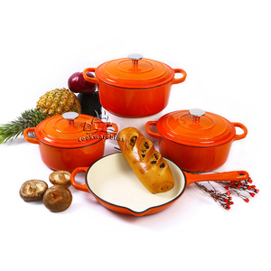 Bộ nồi chảo gang tráng men <span class=keywords><strong>4</strong></span> món có logo tùy chỉnh, gồm nồi kiểu Hà Lan, nồi hầm, nồi nấu súp và các loại chảo - Product Image 2