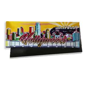 Souvenir manufacturer metallic Hollywood skyline fridge magnet custom photo aluminum foil magnets