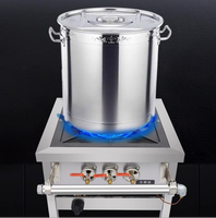 LYROE Cuisinière à gaz 2 brûleurs économe en énergie, en acier inoxydable, à pieds bas, pour gaz en bouteille et gaz naturel, à flamme haute pression, pour soupes et sauces