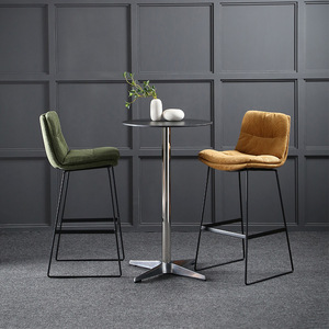 Modern Factory Counter Home <b>Bar</b> Furniture Double Cushion Fabric Corduroy PU <b>Leather</b> <b>Stool</b> Chair for Living Room Hotel Dining - Product Image 4