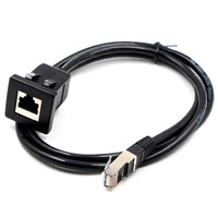FARSINCE Port unique RJ45 FTP mâle à femelle boucle carrée affleurante câble de montage sur panneau de voiture