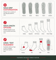Chaussettes de yoga et de Pilates personnalisées - Votre logo/couleur/prise de force. Silicone antidérapant de qualité supérieure, coton respirant, séchage rapide, écologique, imprimé animal.