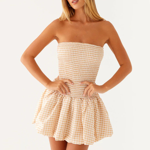 Estate nuova moda Sexy con ricamo a <span class=keywords><strong>pois</strong></span> aderente in vita dimagrante vestito Top a balza donna - Product Image 1