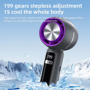 Ventilateur portable USB rechargeable 199 vitesses avec affichage numérique, refroidissement par glace, 1800 mAh, mini ventilateur électrique portable pour l'extérieur en été - Product Image 5