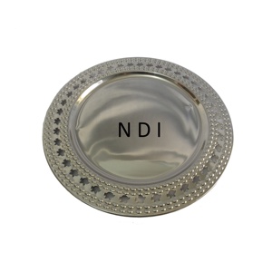 Aperitivos redondeados y servicio de frutas Catering usado para bodas y fiestas de Navidad Diseño de mosaico de acero inoxidable Placa de cargador - Product Image 4