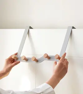 Nuovo Design Lavinia Home: Gancio per <span class=keywords><strong>Porta</strong></span> in Legno Resistente con 5-6 Ganci, <span class=keywords><strong>Appendiabiti</strong></span> Pieghevole da <span class=keywords><strong>Porta</strong></span> Bianco - Product Image 1