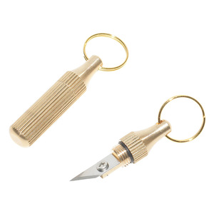 Couteau utilitaire miniature en laiton sur mesure, style porte-clés, ouvre-boîte portable en forme de capsule - Product Image 1