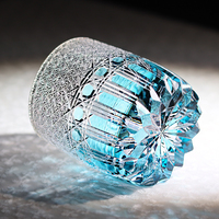Nouvelle Série de Verres Tumbler en Verre Ambré Soufflé à la Bouche, Coloré, avec Motif Diamant Taillé à la Main, pour Whisky, Vin, Eau, pour Mariage/Fête, 310ml