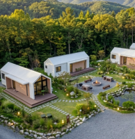 Casas en Miniatura, Casas Modulares, Hoteles Resort Modernos, Diseño Moderno de Mediados de Siglo, Completamente Amuebladas, Estructuras de Panel Sándwich