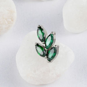 Droit Grand Ti-6AL4V-ELi ASTM F-136 IMPLANT GRADE Titane 16G Marquise CZ Feuille Top Ends <span class=keywords><strong>Oreille</strong></span> <span class=keywords><strong>Piercing</strong></span> Bijoux - Product Image 5