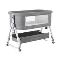 Lit bébé pliable de haute qualité, lit d'appoint avec panier de rangement et roulettes, design moderne réglable