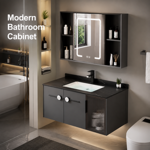 Mobile Bagno Moderno a Parete con Specchio <span class=keywords><strong>LED</strong></span> e Armadietto Contenitore - Product Image 2