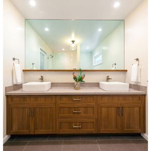 Meubles de salle de bain avec vasque en céramique, miroir intelligent moderne en bois massif, couleurs personnalisées, finition laquée écologique - Product Image 5