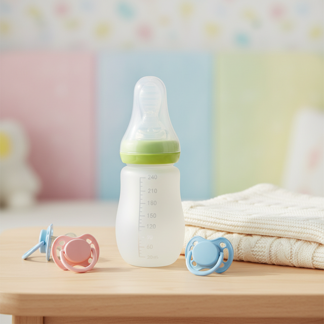Wholesale 240ml BPA-Free Silicone Baby Feeding Bottle Toddler Squeezing Food Feeder with Spoon Baby Silicone Feeding Products