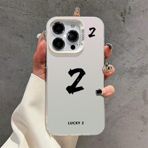 May Mắn Số Hai In Ấn Mạ Điện Bạc Key TPU PC Điện Thoại Di Động Bìa Trường Hợp Đối Với iPhone 8 X XR XS 11 12 13 14 15 16 Pro 17 - Product Image 5