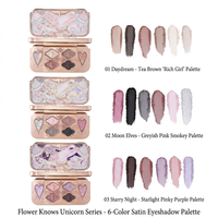 Palette de fards à paupières de luxe Flower Knows Knight Unicorn, 6 couleurs, palette de fards à paupières en satin de soie