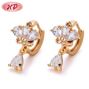 กวางโจว Heng <span class=keywords><strong>Dian</strong></span> 24K ทอง Rhinestone คริสตัลต่างหูเครื่องประดับสำหรับผู้หญิง - Product Image 3