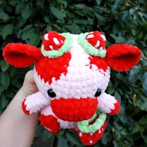 Jouets personnalisés, peluches roses, pelotes de laine, vache en peluche à la fraise, peluche, jouet en peluche, cheveux au crochet, poupée vache - Product Image 5