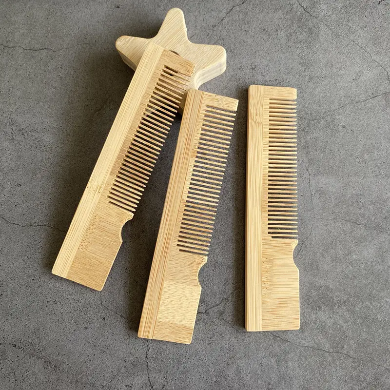 Grosir disesuaikan Logo Hotel sisir kayu bulk rambut dapat digunakan kembali halus mengurai rambut lebar datar sisir gigi