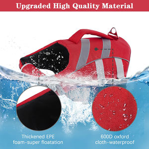 Rompi renang hiu keselamatan hewan peliharaan, jaket pelampung anjing motif klasik dengan pegangan penyelamatan untuk penggunaan musim panas - Product Image 4