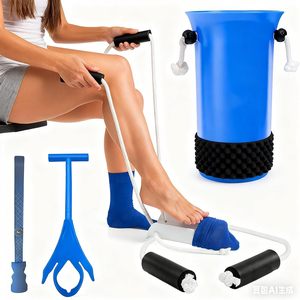 Kit d'aide à la mise des chaussettes en plastique Gaixie avec corde longue - Dispositif flexible et écologique pour un enfiler/défiler facile des chaussettes - Product Image 4