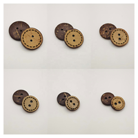Boutons en coquille de noix de coco à 2 trous, gravés au laser, motif de couture sur le bord, ronds, naturels, écologiques, accessoires de couture pour vêtements et artisanat