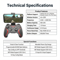 YJT-CJP2034 2026 Joystick Inalámbrico Profesional para Juegos N-s de 2.4GHz, Control para Juegos en TV/Android/Móvil, Gran Venta