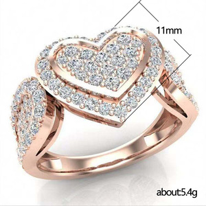 Anello a Cuore in Tono Rosa con Cristalli Incastonati per Donne, Accessorio Romantico per Uso Quotidiano e Feste - Product Image 2