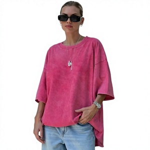 T-shirt Traspirante a Girocollo a Maniche Corte con Spalle Cadenti, Stile Americano Trendy, per Coppie, Collezione 2024 - Product Image 1