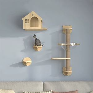 Muur Gemonteerde Kat Boom <span class=keywords><strong>Indoor</strong></span> Gym Drijvend Huis Condo Klimtoren Meubels Planken Trappen Activiteit Hindernisbaan Voor Katten - Product Image 2