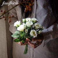 Mini-bouquet de roses artificielles en soie, tiges de roses réalistes à haute densité, bouquet noué à la main, 27 cm, longue durée, Fête des Mères