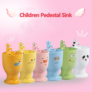 Lavabo in Ceramica Colorata di Alta Qualità, <span class=keywords><strong>Lavandino</strong></span> Singolo per Bambini, Lavabo a Colonna Autoportante per <span class=keywords><strong>Bagno</strong></span> - Product Image 2