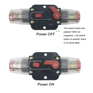 30A 80A 100A150Aステレオスイッチシステム保護用インラインリセット回路ブレーカー4/8AWG変換リングカーAudioFuseホルダー