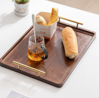 Plateau à thé en bois moderne avec poignée, table à thé Kung Fu, plateau de rangement rectangulaire multifonction, finition vernie