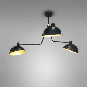 Lampu ruang makan tempat lilin Modern, lampu ruang tamu corak Metal hitam Industri Retro Vintage Led